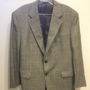 Brooks Brothers Loro Piana Houndstooth Glen Plaid Sport Coat Jacket Gray Wool